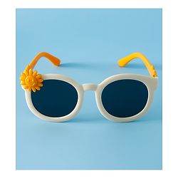 Babyhug Solid Coloured Sunglasses With Flower Applique - Beige