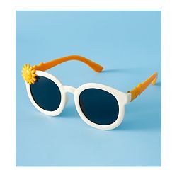 Babyhug Solid Coloured Sunglasses With Flower Applique - Beige