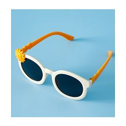 Babyhug Solid Coloured Sunglasses With Flower Applique - Beige
