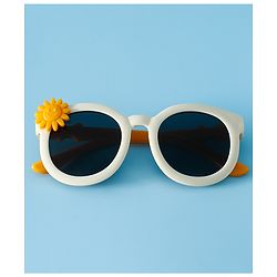 Babyhug Solid Coloured Sunglasses With Flower Applique - Beige
