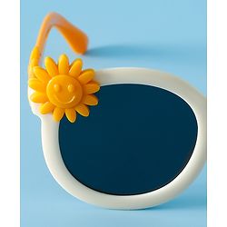 Babyhug Solid Coloured Sunglasses With Flower Applique - Beige