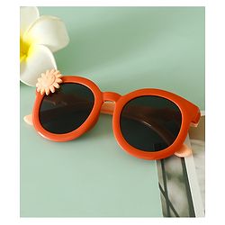 Babyhug Solid Coloured Sunglasses With Flower Applique - Beige