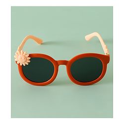 Babyhug Solid Coloured Sunglasses With Flower Applique - Beige