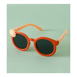 Babyhug Solid Coloured Sunglasses With Flower Applique - Beige
