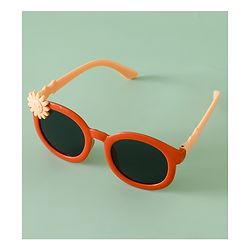Babyhug Solid Coloured Sunglasses With Flower Applique - Beige