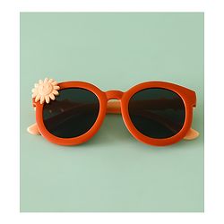 Babyhug Solid Coloured Sunglasses With Flower Applique - Beige