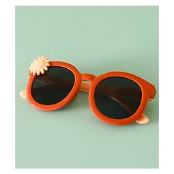 Babyhug Solid Coloured Sunglasses With Flower Applique - Beige
