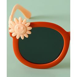 Babyhug Solid Coloured Sunglasses With Flower Applique - Beige