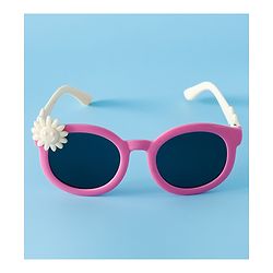 Babyhug Solid Coloured Sunglasses With Flower Applique - Beige