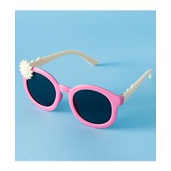 Babyhug Solid Coloured Sunglasses With Flower Applique - Beige