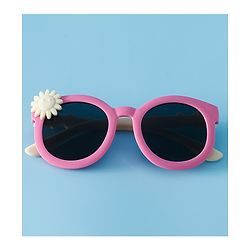 Babyhug Solid Coloured Sunglasses With Flower Applique - Beige