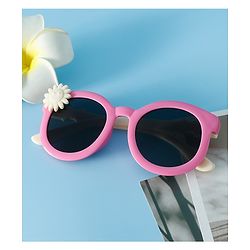 Babyhug Solid Coloured Sunglasses With Flower Applique - Beige