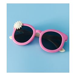 Babyhug Solid Coloured Sunglasses With Flower Applique - Beige