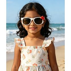 Babyhug Solid Coloured Sunglasses With Bow Design - Beige