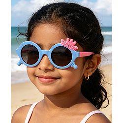 Babyhug Solid Coloured Sunglasses With Crown Applique - Blue