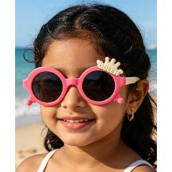 Babyhug Solid Coloured Sunglasses With Crown Applique - Blue
