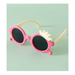 Babyhug Solid Coloured Sunglasses With Crown Applique - Blue