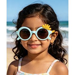 Babyhug Solid Coloured Sunglasses With Crown Applique - Blue