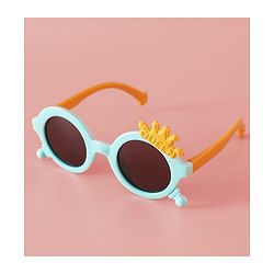 Babyhug Solid Coloured Sunglasses With Crown Applique - Blue