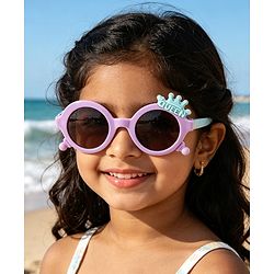 Babyhug Solid Coloured Sunglasses With Crown Applique - Blue