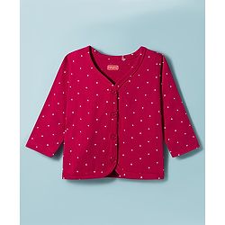 Babyhug Single Jersey Knit Full Sleeves Top & Leggings Set with Polka Dot Print - Maroon & White
