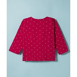 Babyhug Single Jersey Knit Full Sleeves Top & Leggings Set with Polka Dot Print - Maroon & White