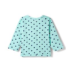 Babyhug Single Jersey Knit Full Sleeves Top & Leggings Set with Polka Dot & Tropical Theme Print - Blue
