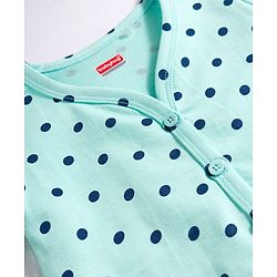 Babyhug Single Jersey Knit Full Sleeves Top & Leggings Set with Polka Dot & Tropical Theme Print - Blue