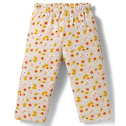 Babyhug Single Jersey Knit Full Sleeves Co-ords Top & Leggings Set with Floral Print - Beige