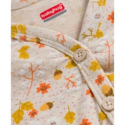 Babyhug Single Jersey Knit Full Sleeves Co-ords Top & Leggings Set with Floral Print - Beige