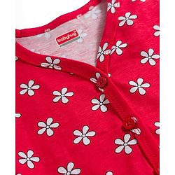 Babyhug Single Jersey Knit Full Sleeves Floral Printed Top & Leggings Set - Red