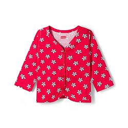 Babyhug Single Jersey Knit Full Sleeves Floral Printed Top & Leggings Set - Red