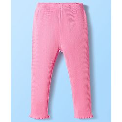 Babyhug Single Jersey 100% Cotton Knit Sleeveless Top & Leggings Set with Floral Print & Bow Applique - Pink