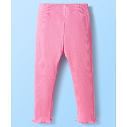 Babyhug Single Jersey 100% Cotton Knit Sleeveless Top & Leggings Set with Floral Print & Bow Applique - Pink