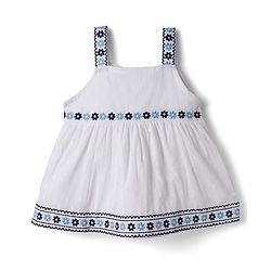 Babyhug Cotton Knit Sleeveless Floral Embroidered Top & Leggings Set - White & Navy Blue