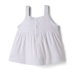 Babyhug Cotton Knit Sleeveless Floral Embroidered Top & Leggings Set - White & Navy Blue