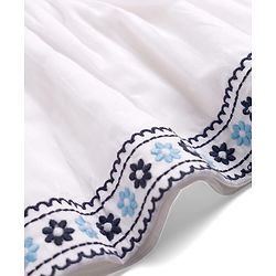 Babyhug Cotton Knit Sleeveless Floral Embroidered Top & Leggings Set - White & Navy Blue
