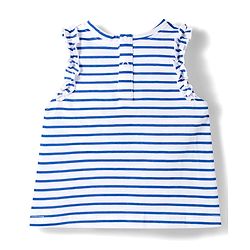 Babyhug Single Jersey Knit Sleeveless Striped Top & Shorts Set with Tropical Theme Embroidery - Navy Blue