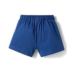 Babyhug Single Jersey Knit Sleeveless Striped Top & Shorts Set with Tropical Theme Embroidery - Navy Blue