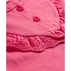 Babyhug Single Jersey Knit Half Sleeves Top & Leggings Set with Floral Print - Dark Pink