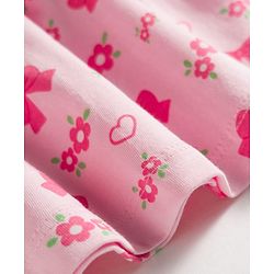 Babyhug Cotton Knit Sleeveless Floral & Bow Printed Top & Shorts Set - Pink