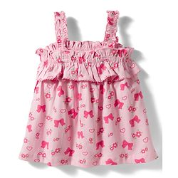 Babyhug Cotton Knit Sleeveless Floral & Bow Printed Top & Shorts Set - Pink