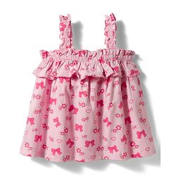 Babyhug Cotton Knit Sleeveless Floral & Bow Printed Top & Shorts Set - Pink
