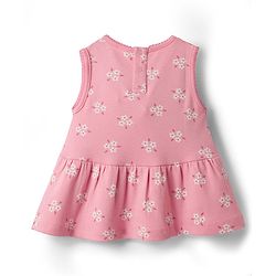 Babyhug Single Jersey Knit Sleeveless Floral Printed Top with Bow Applique & Shorts - Pink