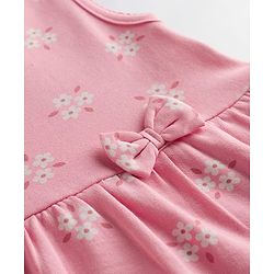 Babyhug Single Jersey Knit Sleeveless Floral Printed Top with Bow Applique & Shorts - Pink