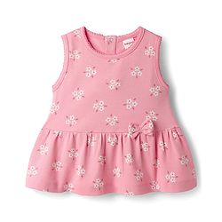 Babyhug Single Jersey Knit Sleeveless Floral Printed Top with Bow Applique & Shorts - Pink