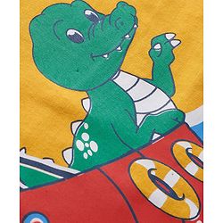 Babyhug Single Jersey Knit Sleeveless T-Shirt & Shorts Set with Dino Print - Yellow & Blue