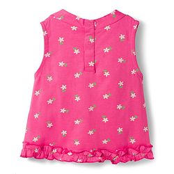 Babyhug Single Jersey Knit Sleeveless Floral Printed Top & Shorts Set - Pink & White