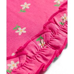 Babyhug Single Jersey Knit Sleeveless Floral Printed Top & Shorts Set - Pink & White