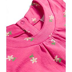 Babyhug Single Jersey Knit Sleeveless Floral Printed Top & Shorts Set - Pink & White